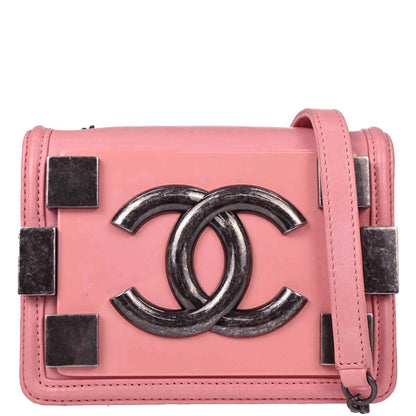 Chanel 2013-2014 Pink Lambskin Boy Brick Flap Bag Shoulder Bag