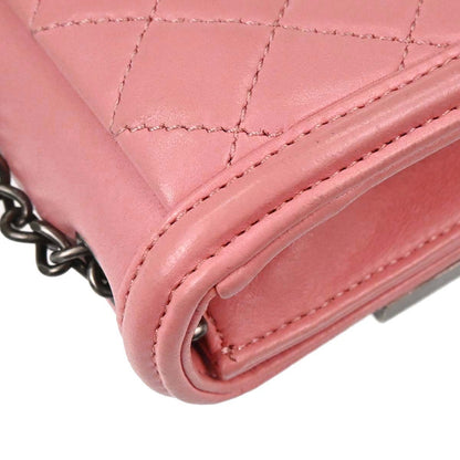Chanel 2013-2014 Pink Lambskin Boy Brick Flap Bag Shoulder Bag