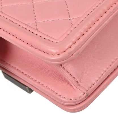 Chanel 2013-2014 Pink Lambskin Boy Brick Flap Bag Shoulder Bag