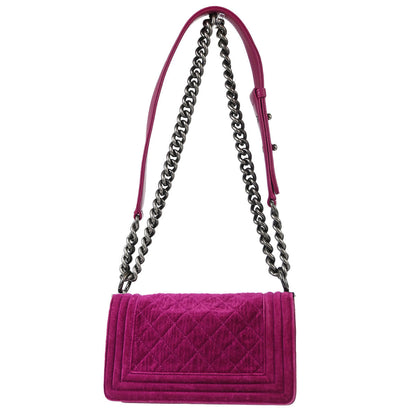 Boy Chanel 2012-2013 Pink Velvet Small Chain Shoulder Bag