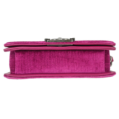 Boy Chanel 2012-2013 Pink Velvet Small Chain Shoulder Bag
