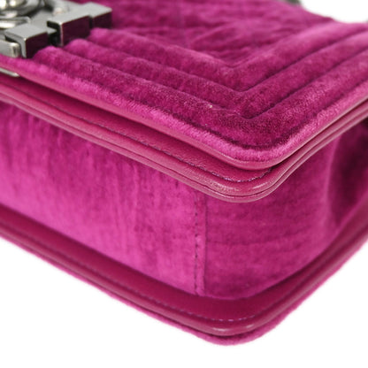 Boy Chanel 2012-2013 Pink Velvet Small Chain Shoulder Bag