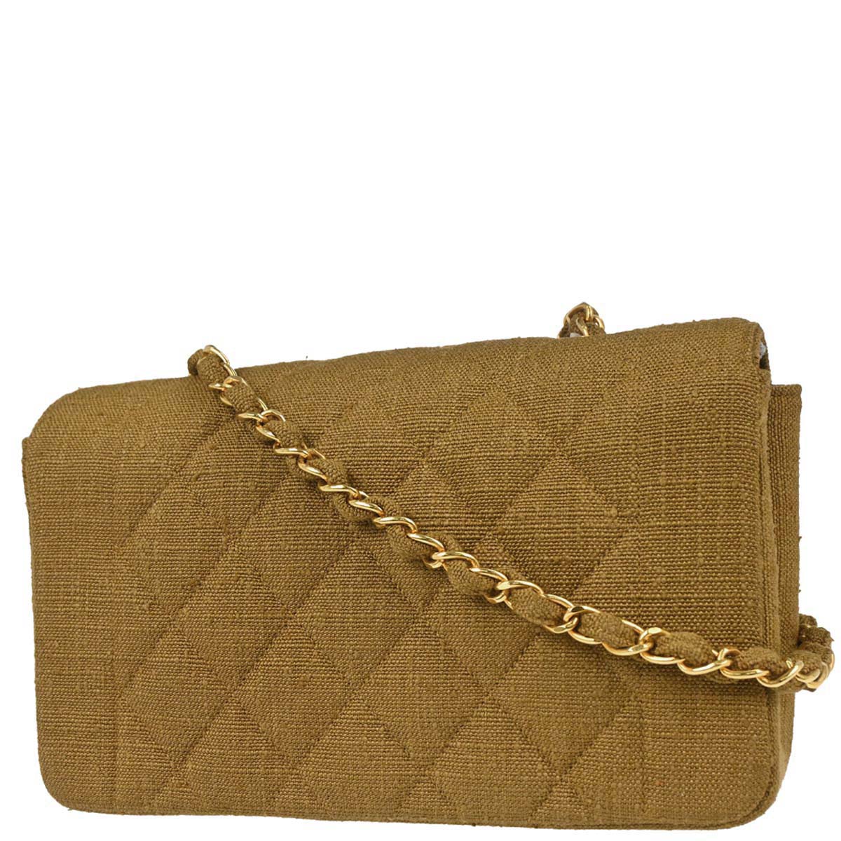 Chanel Brown Linen Small Diana Shoulder Bag