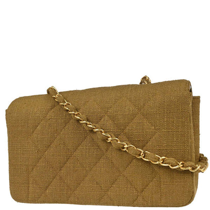 Chanel Brown Linen Small Diana Shoulder Bag