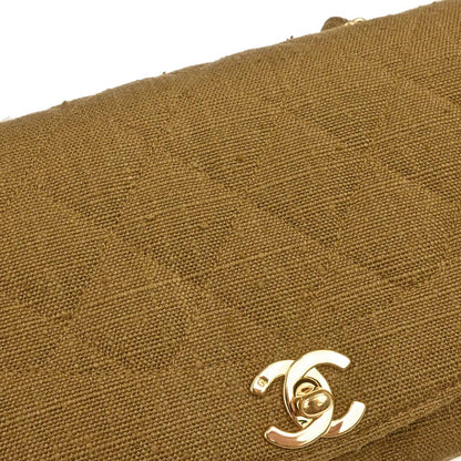 Chanel Brown Linen Small Diana Shoulder Bag
