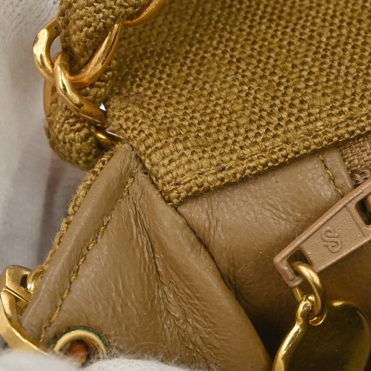 Chanel Brown Linen Small Diana Shoulder Bag