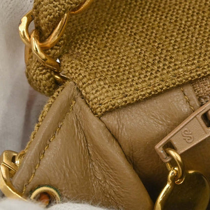 Chanel Brown Linen Small Diana Shoulder Bag