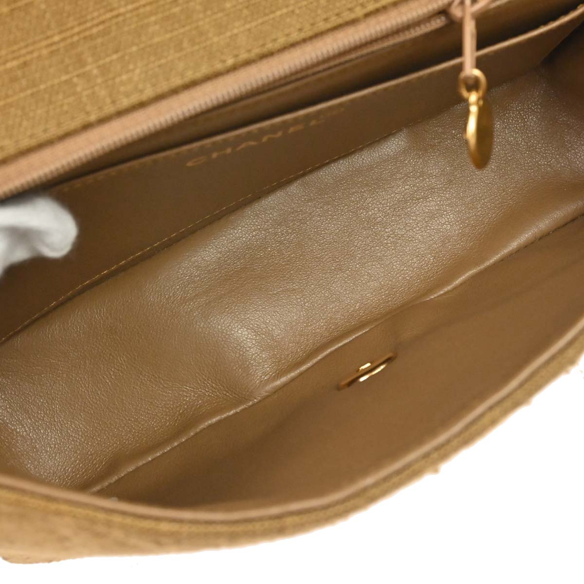 Chanel Brown Linen Small Diana Shoulder Bag