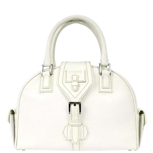 Loewe White Leather Traveler Mini Bowling Bag