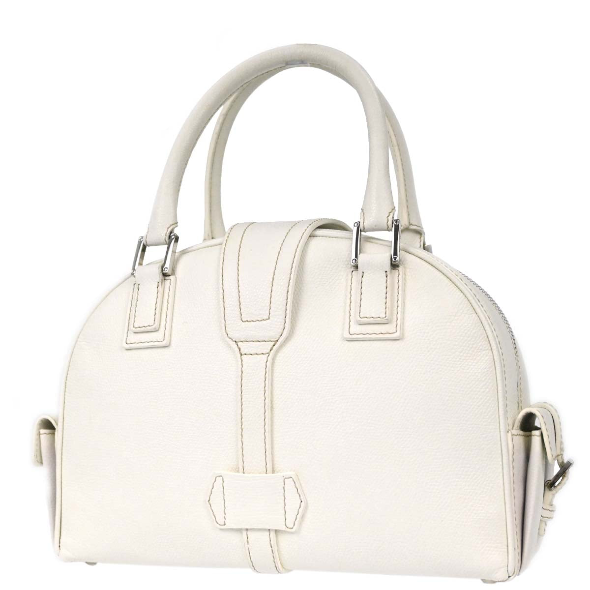 Loewe White Leather Traveler Mini Bowling Bag