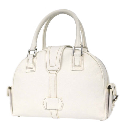 Loewe White Leather Traveler Mini Bowling Bag