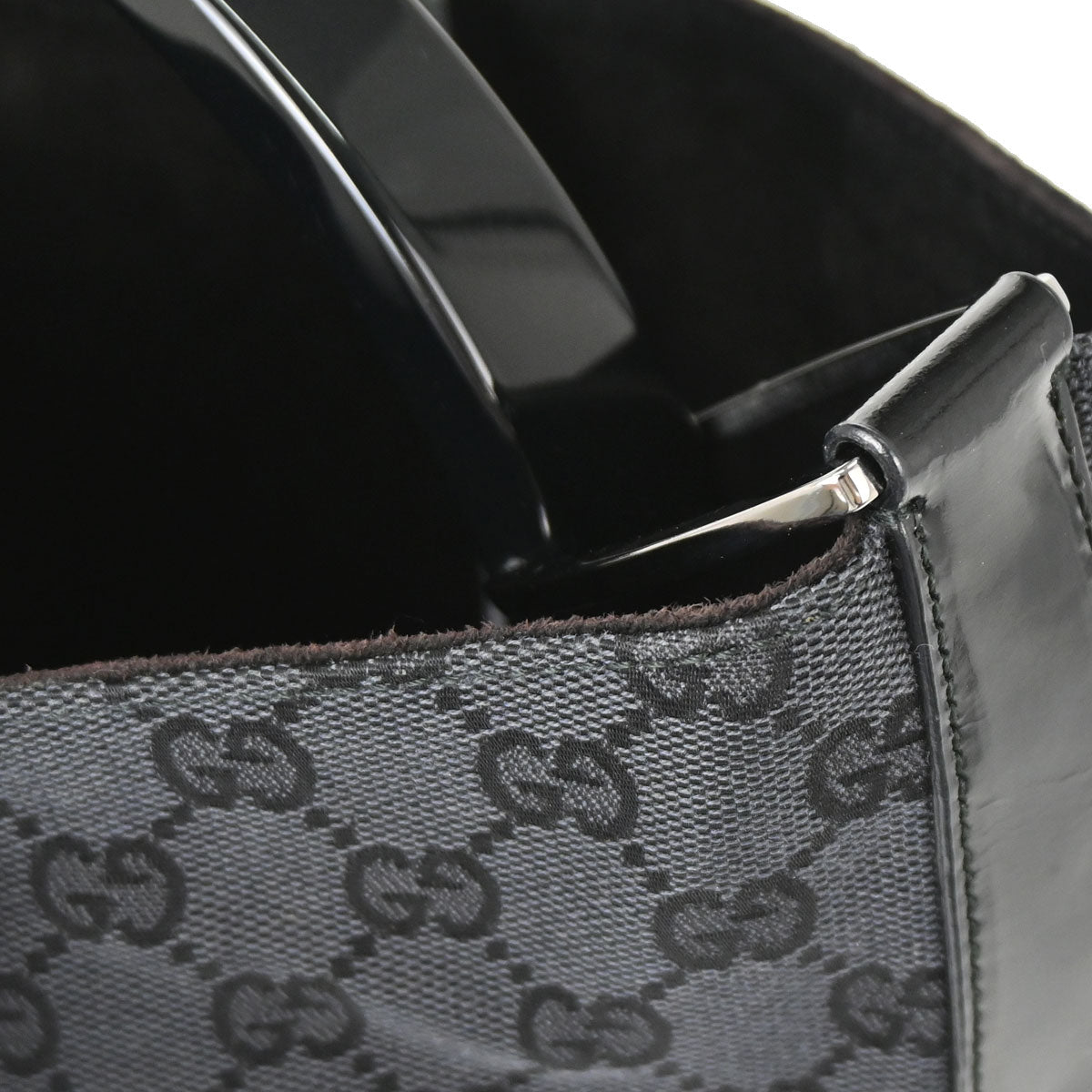 Gucci Black Canvas GG Tote Handbag