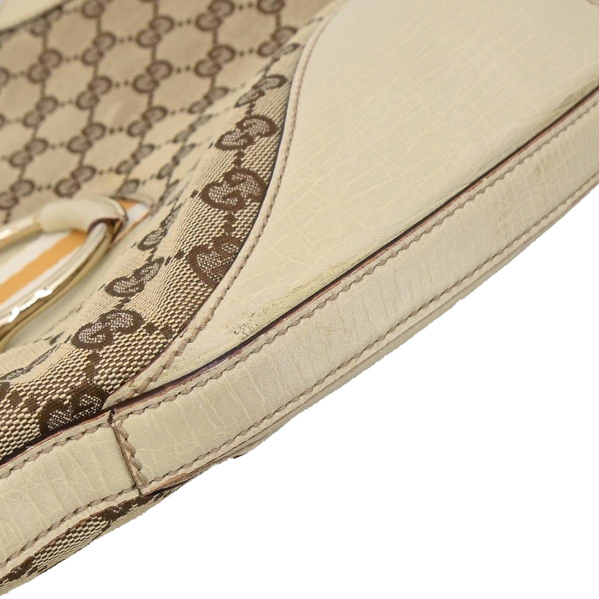 Gucci Beige GG Horsebit Hobo Handbag