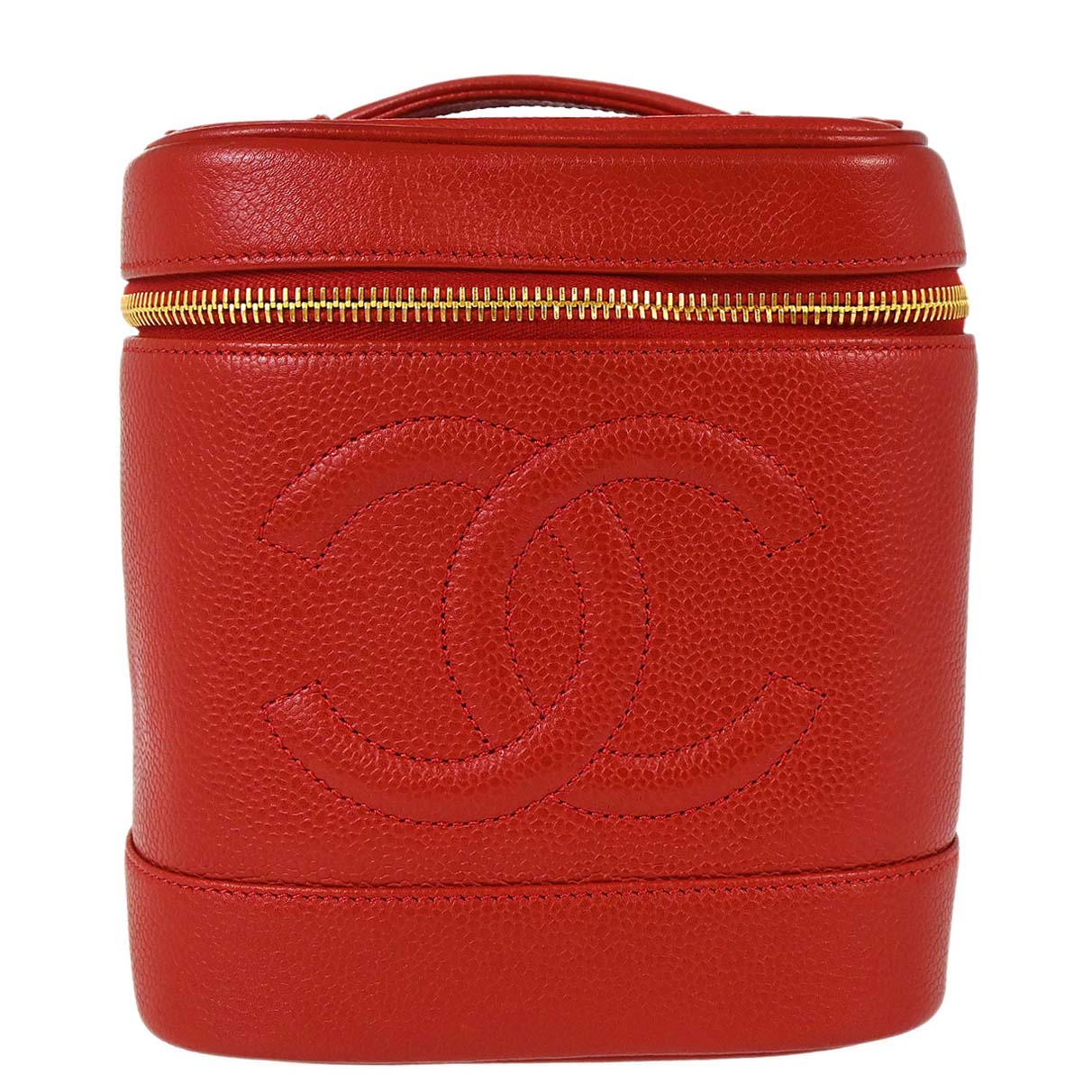 Chanel 1996-1997 Red Caviar Skin Timeless Vanity Handbag