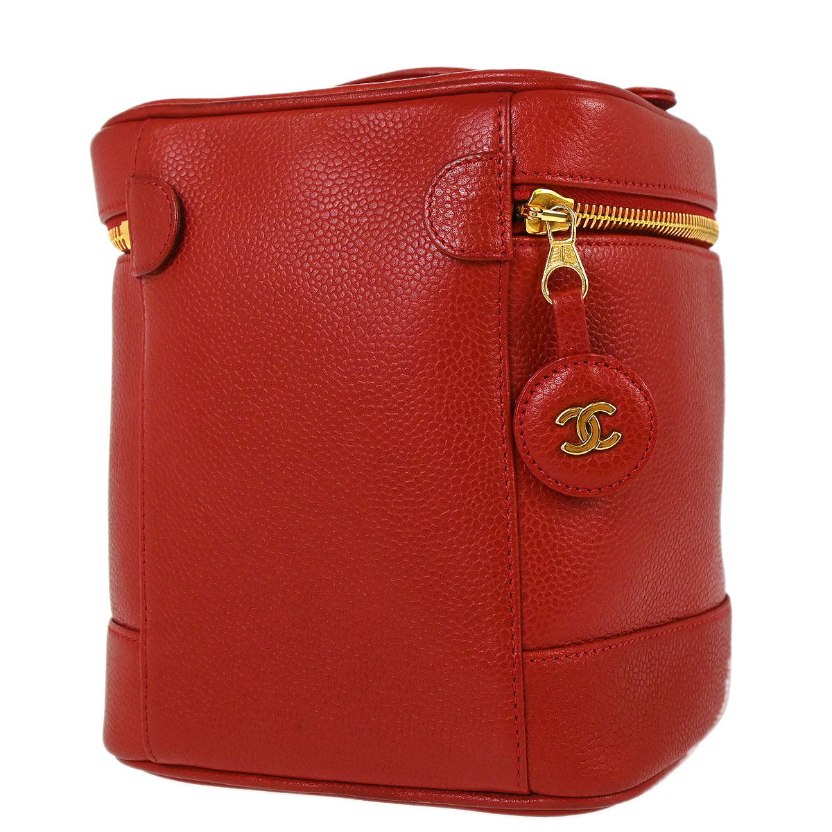 Chanel 1996-1997 Red Caviar Skin Timeless Vanity Handbag