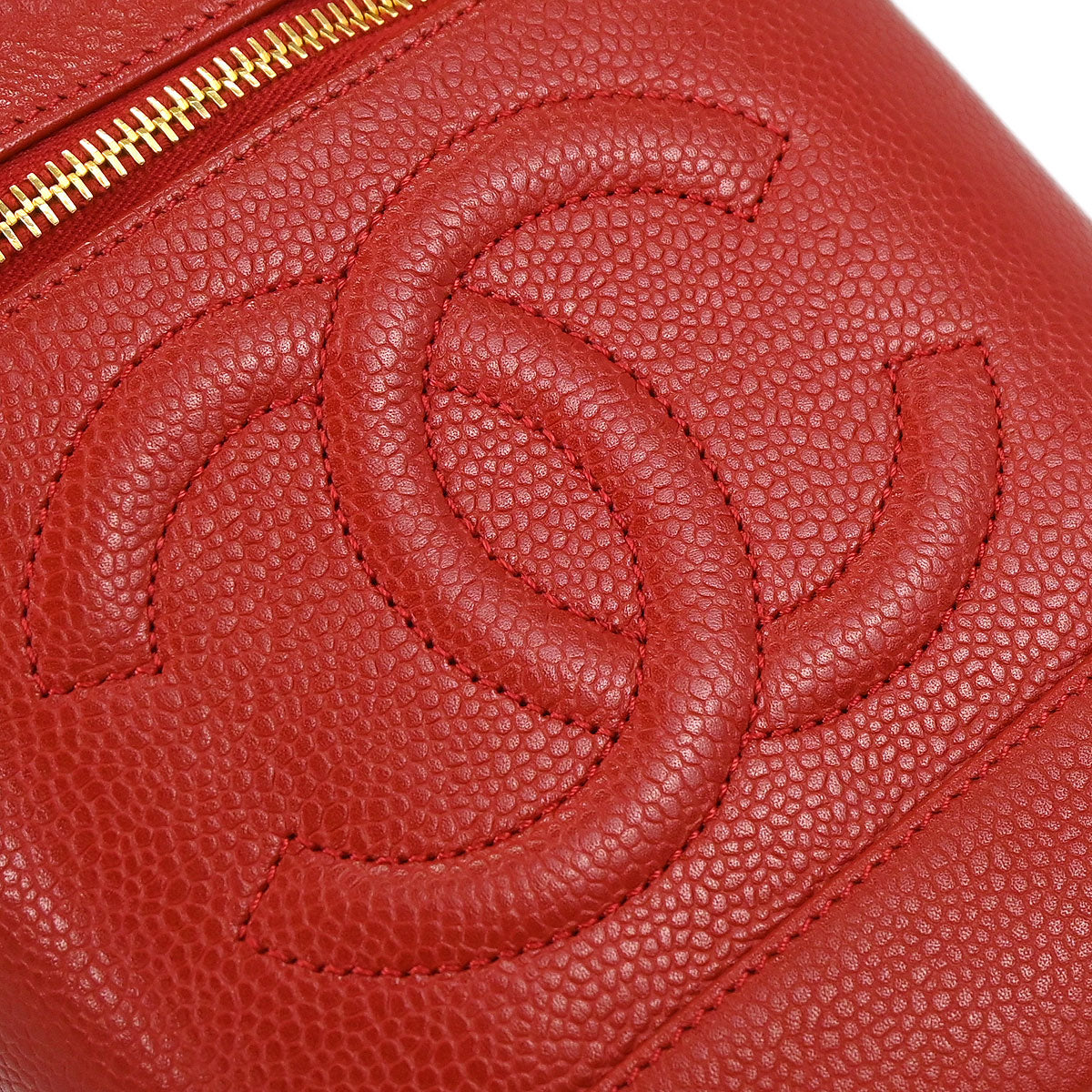Chanel 1996-1997 Red Caviar Skin Timeless Vanity Handbag