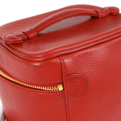 Chanel 1996-1997 Red Caviar Skin Timeless Vanity Handbag