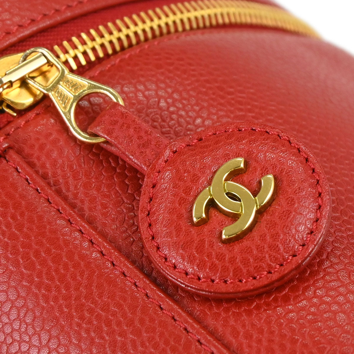 Chanel 1996-1997 Red Caviar Skin Timeless Vanity Handbag