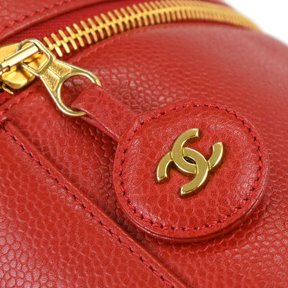 Chanel 1996-1997 Red Caviar Skin Timeless Vanity Handbag