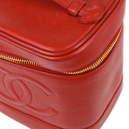 Chanel 1996-1997 Red Caviar Skin Timeless Vanity Handbag
