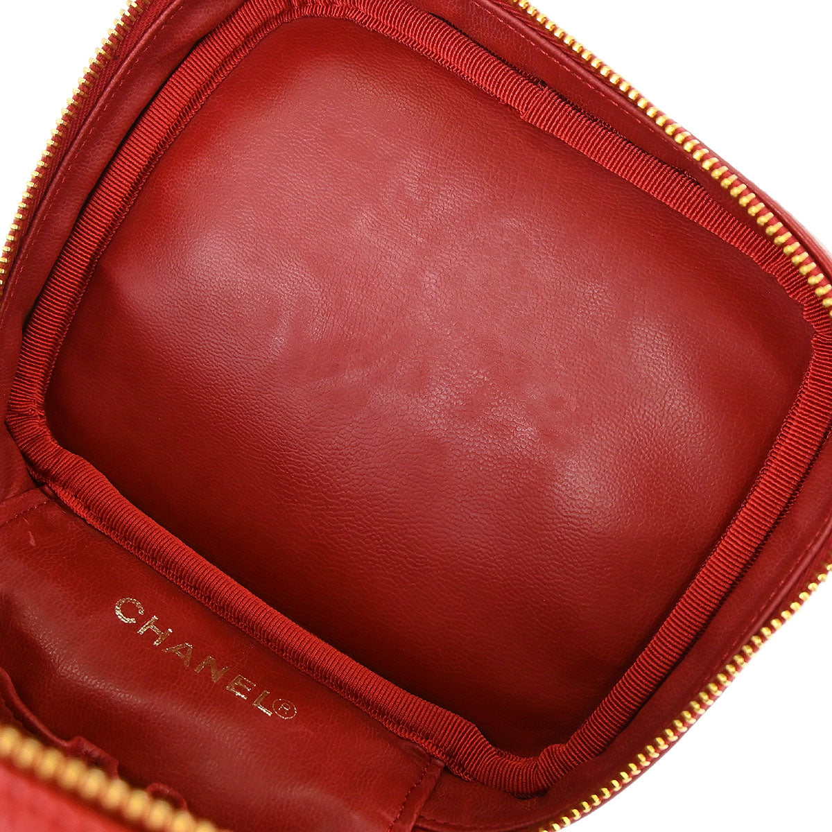 Chanel 1996-1997 Red Caviar Skin Timeless Vanity Handbag