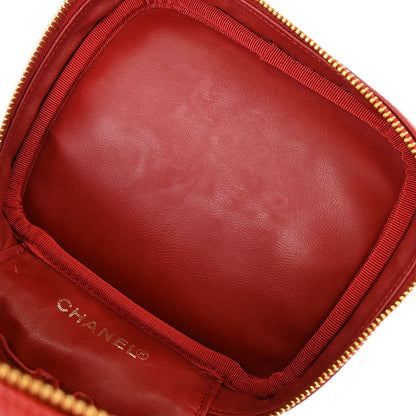 Chanel 1996-1997 Red Caviar Skin Timeless Vanity Handbag
