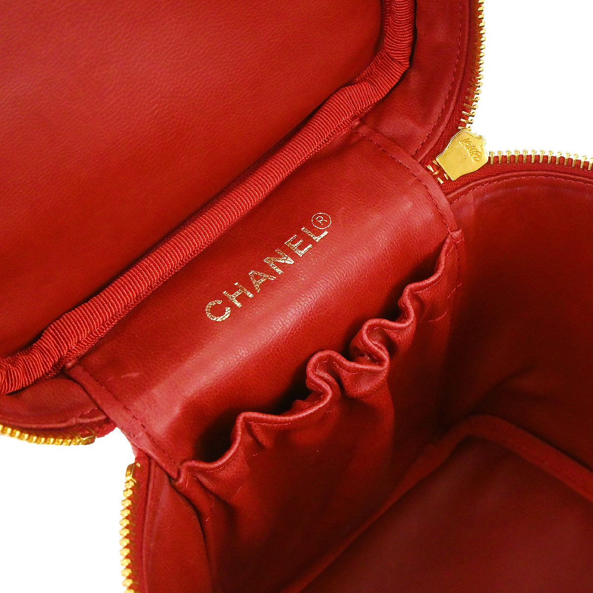 Chanel 1996-1997 Red Caviar Skin Timeless Vanity Handbag
