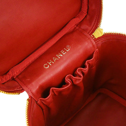 Chanel 1996-1997 Red Caviar Skin Timeless Vanity Handbag