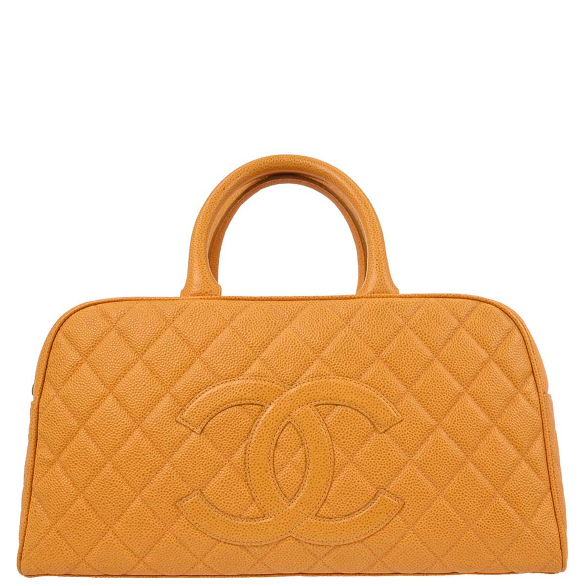 Chanel Orange Caviar Skin Bowling Bag 37