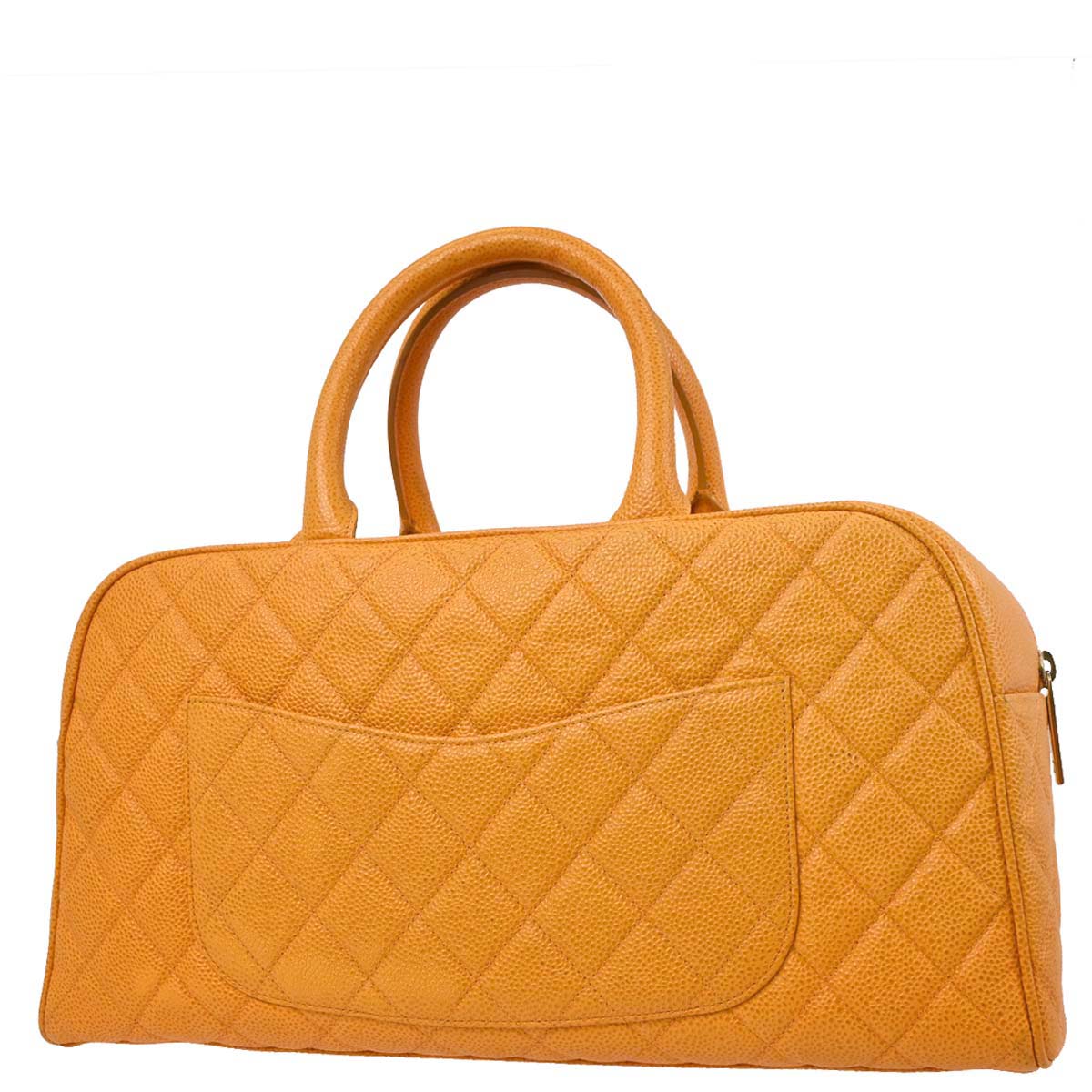 Chanel Orange Caviar Skin Bowling Bag 37
