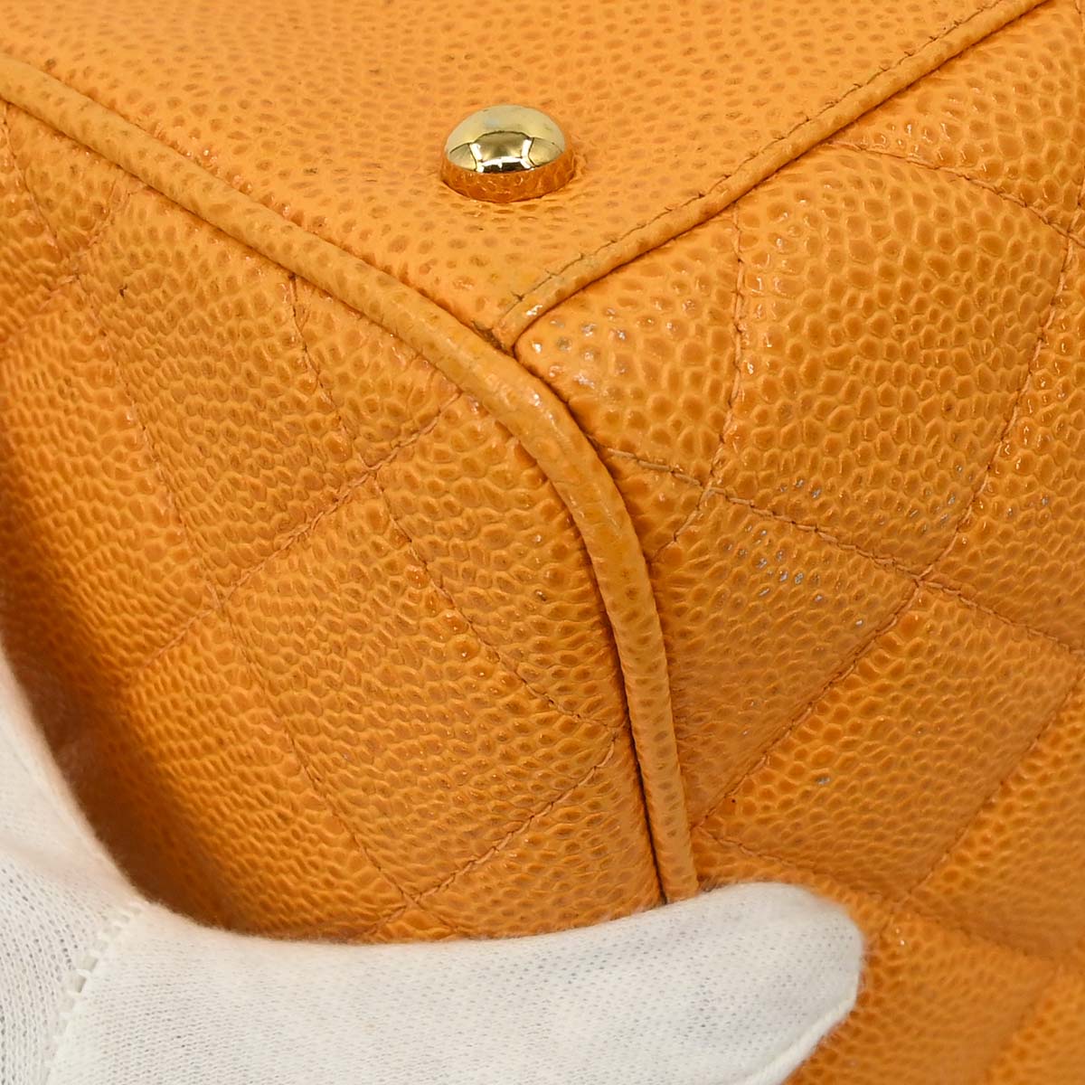 Chanel Orange Caviar Skin Bowling Bag 37