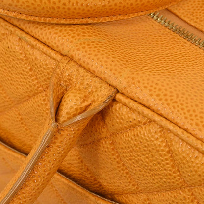 Chanel Orange Caviar Skin Bowling Bag 37