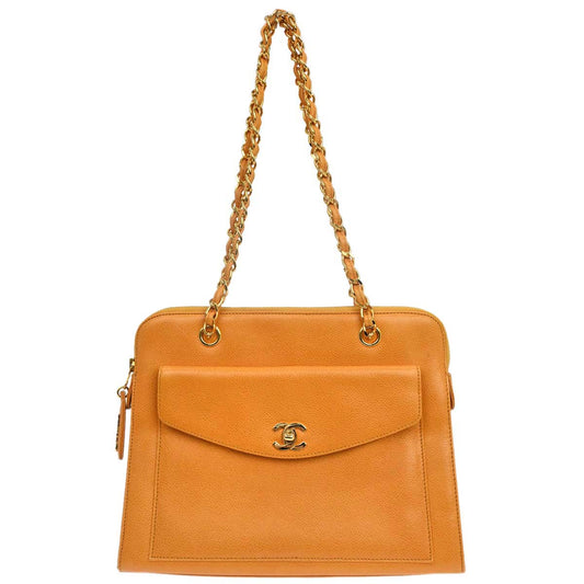 Chanel 1997-1999 Orange Caviar Skin Handbag