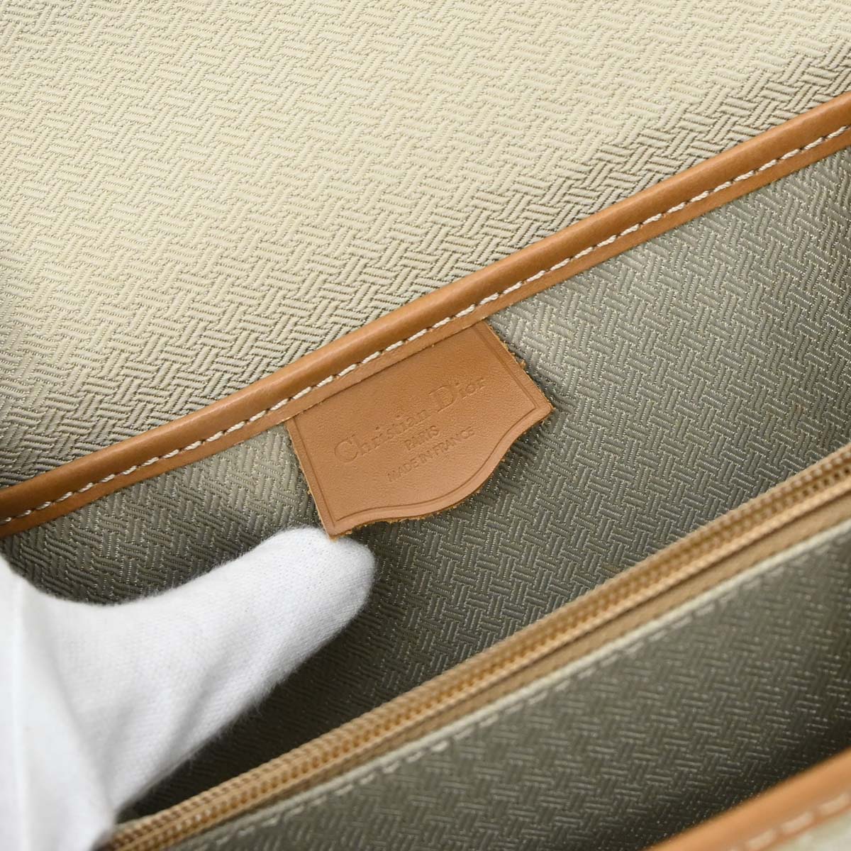 Christian Dior Beige Canvas Trotter 2way Shoulder Handbag