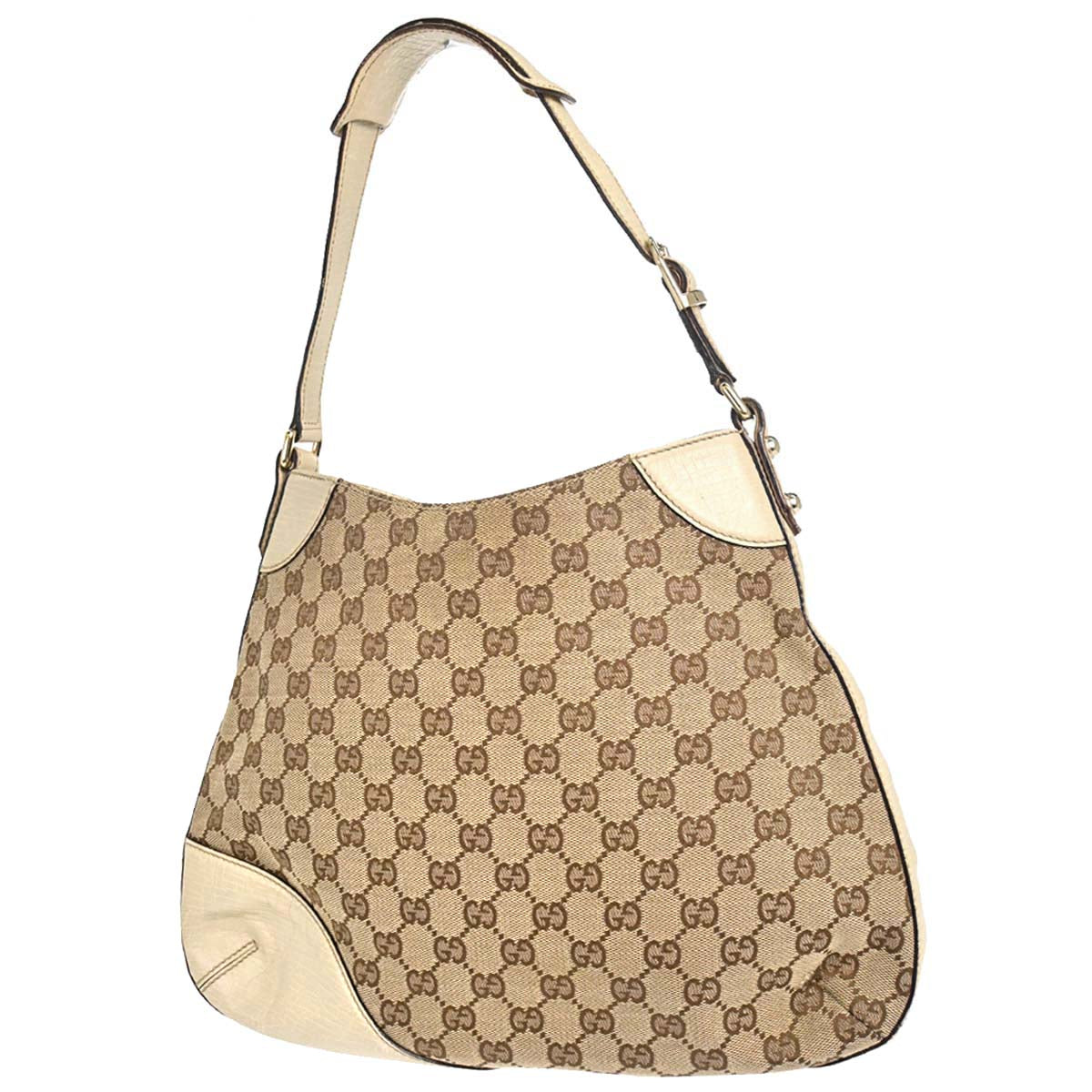 Gucci Beige Canvas GG Horsebit Shoulder Bag