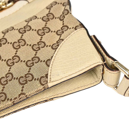 Gucci Beige Canvas GG Horsebit Shoulder Bag
