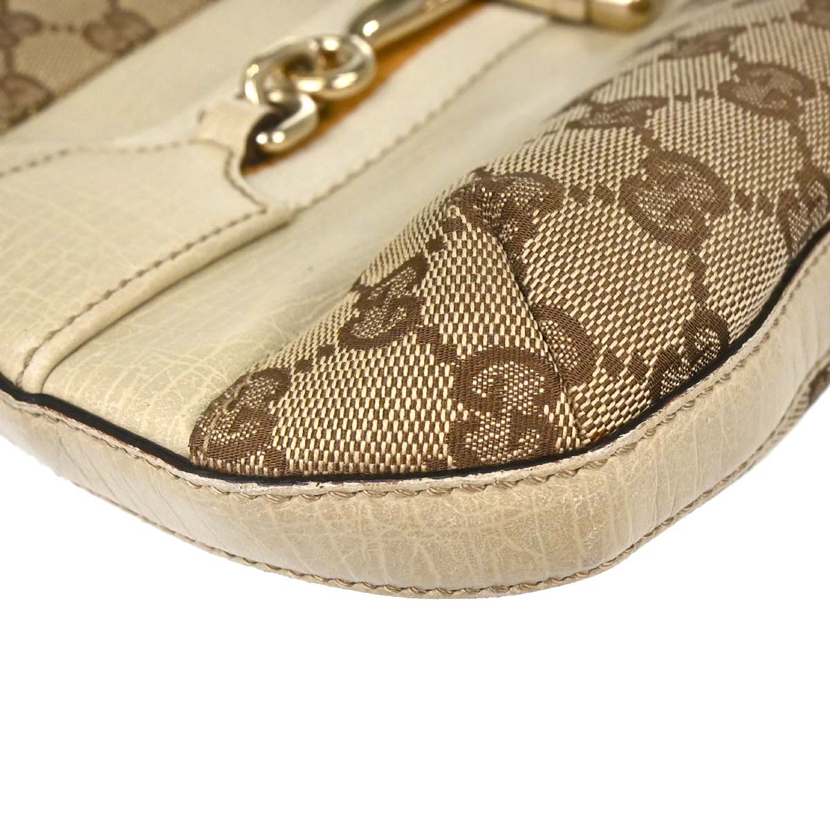 Gucci Beige Canvas GG Horsebit Shoulder Bag
