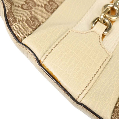 Gucci Beige Canvas GG Horsebit Shoulder Bag