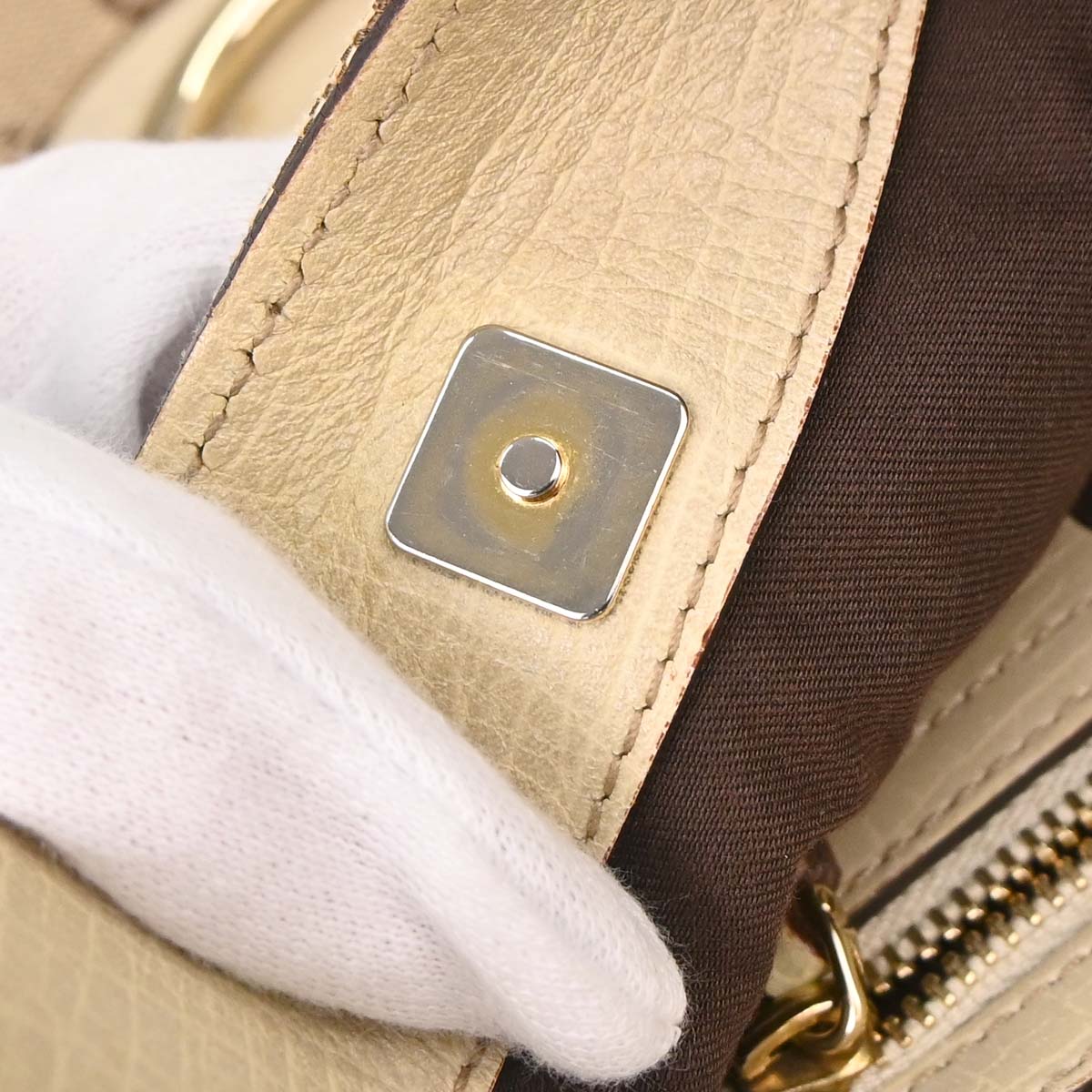 Gucci Beige Canvas GG Horsebit Shoulder Bag