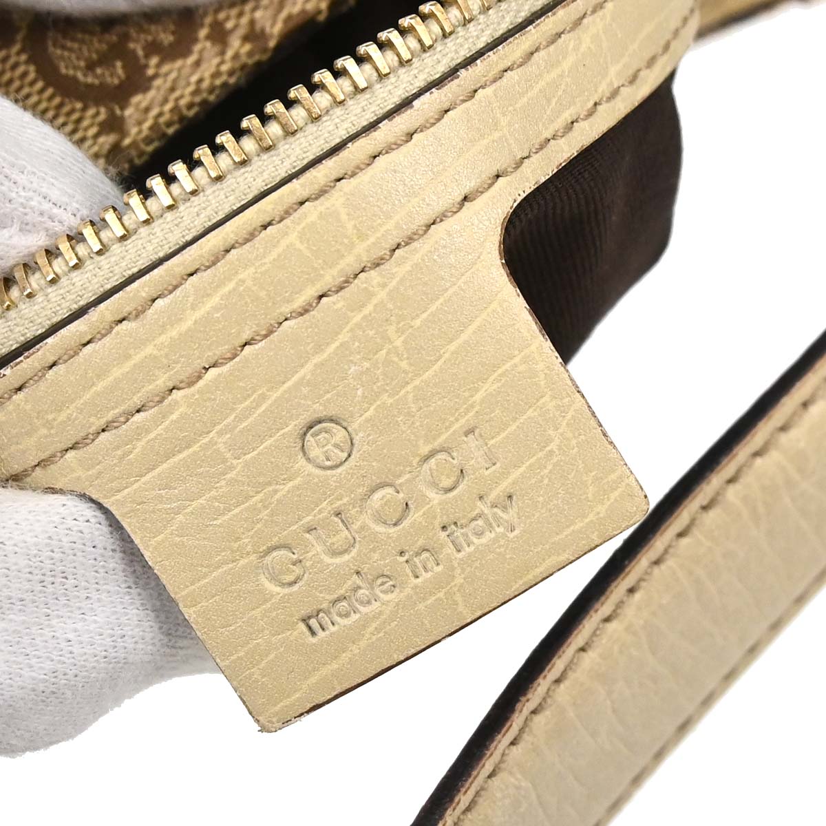 Gucci Beige Canvas GG Horsebit Shoulder Bag