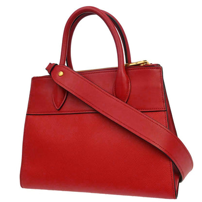Prada Red Leather Paradigm 2way Shoulder Tote Handbag