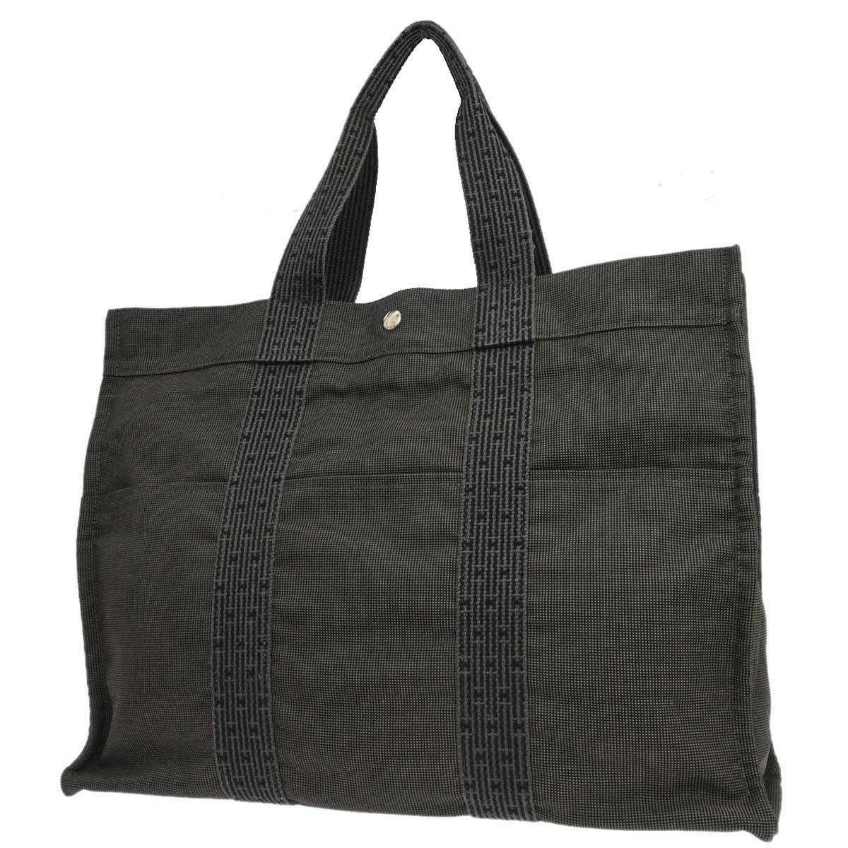 Hermes Gray Canvas Herline Tote GM Handbag