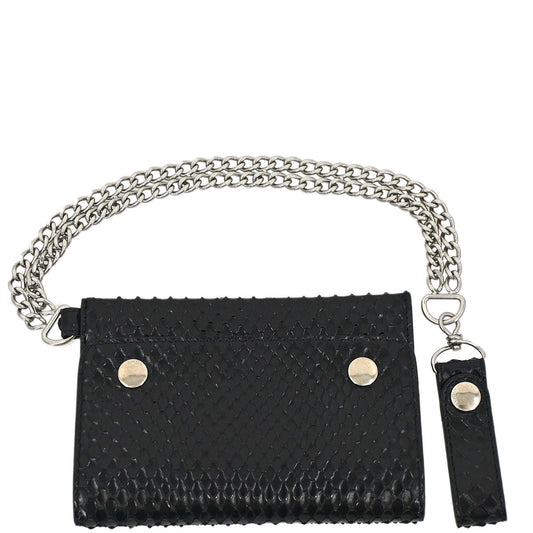 Celine Black Python Wallet with Chain