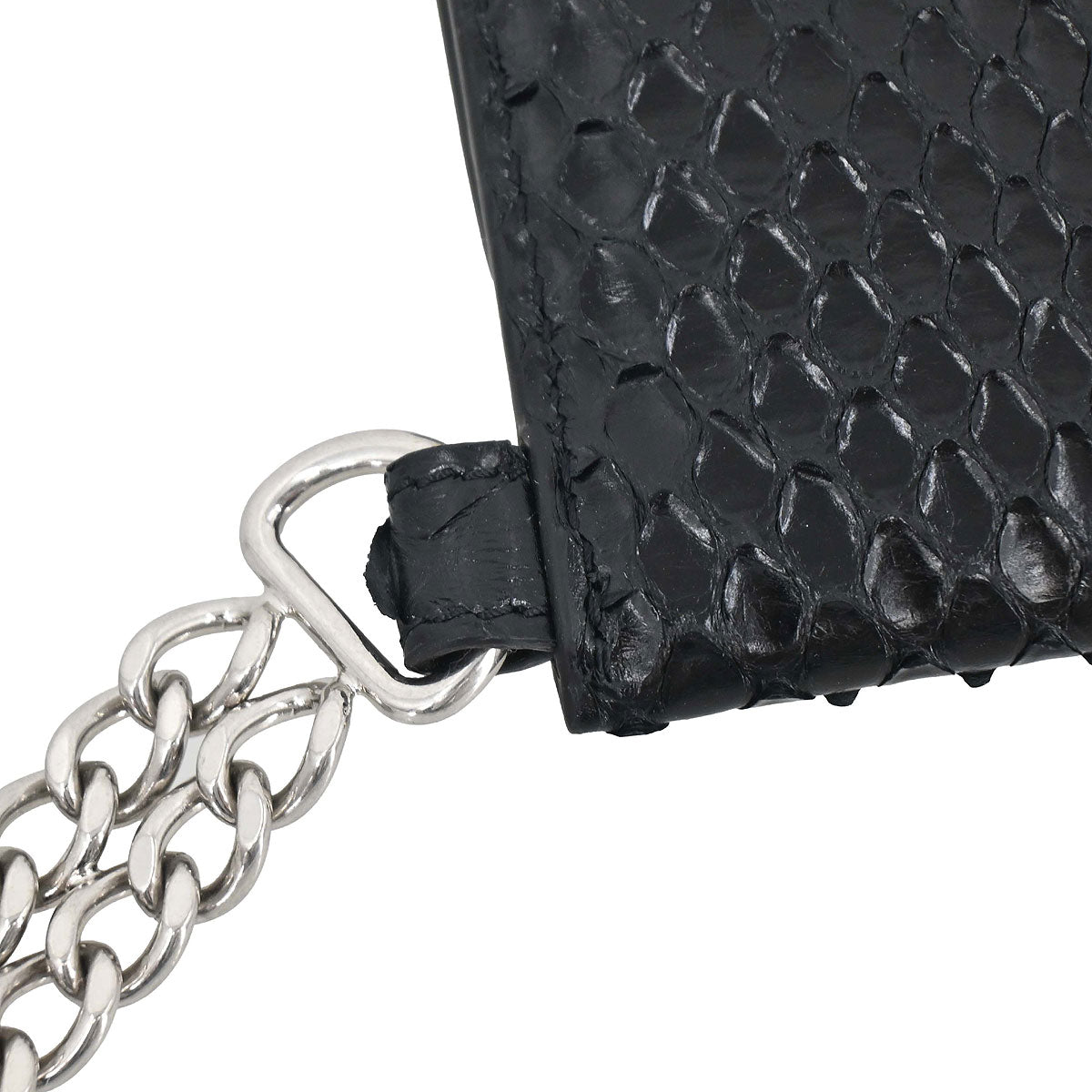 Celine Black Python Wallet with Chain