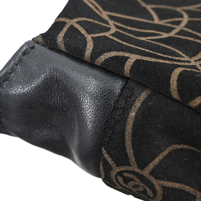 Chanel 2005-2006 Black Suede Camellia Shoulder Bag