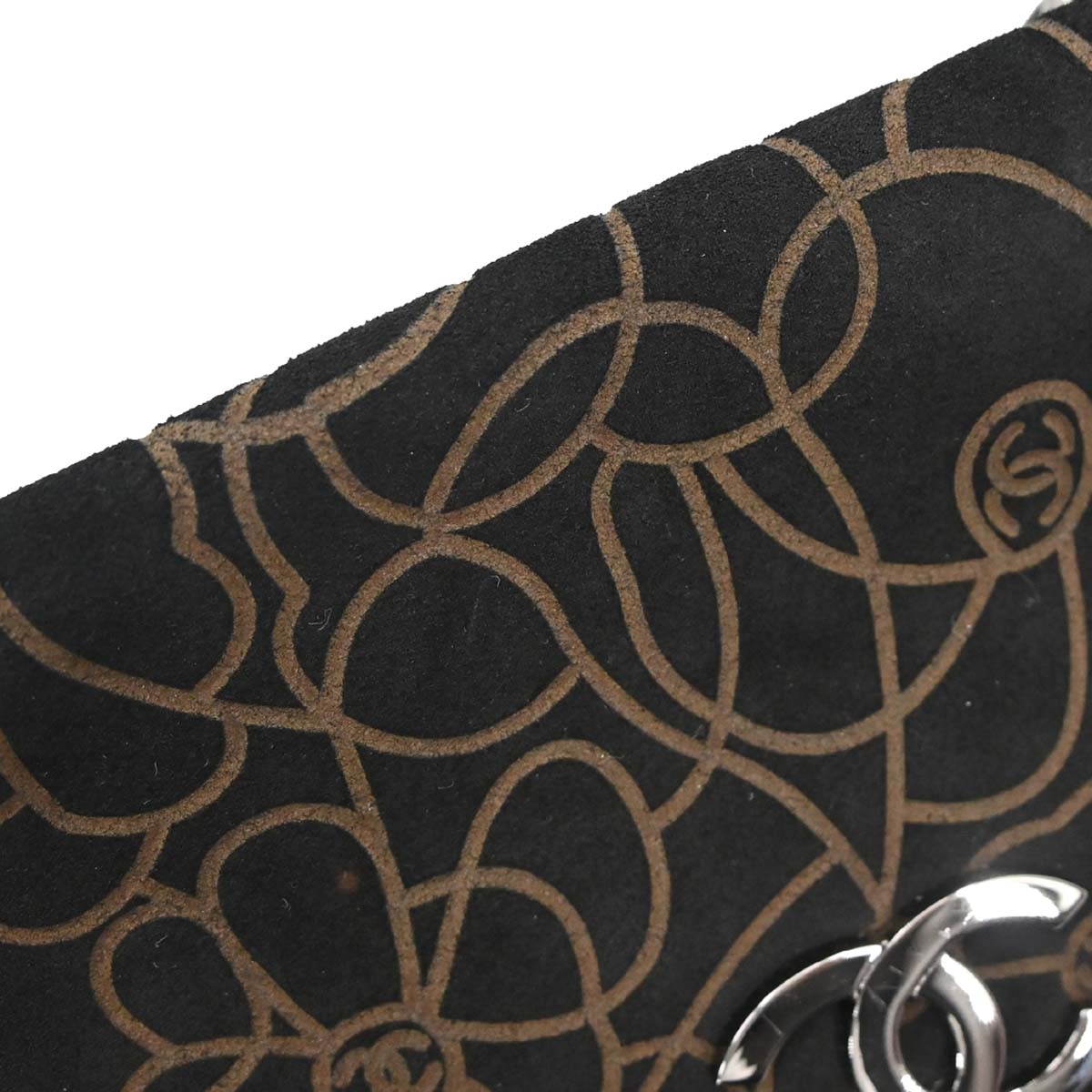 Chanel 2005-2006 Black Suede Camellia Shoulder Bag