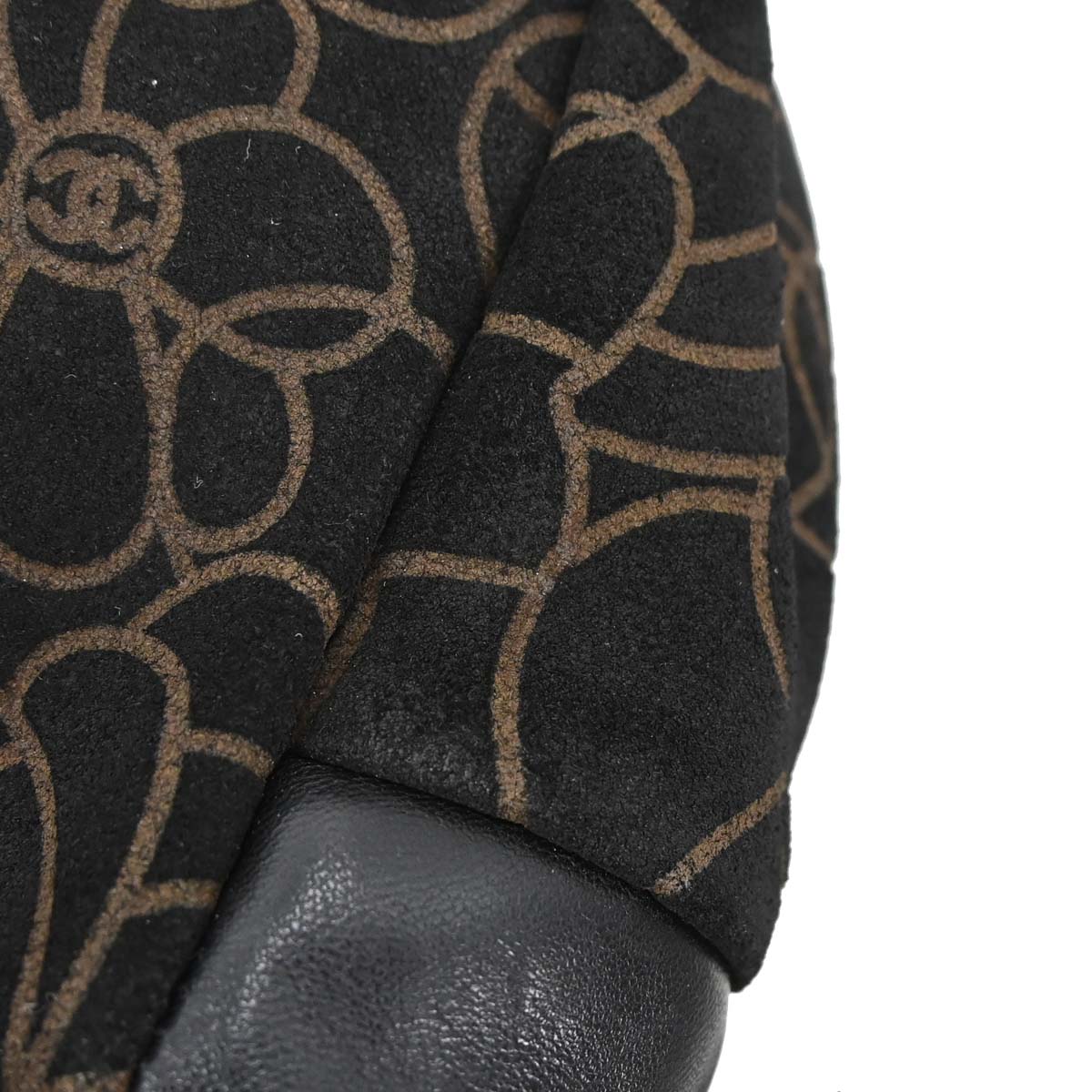 Chanel 2005-2006 Black Suede Camellia Shoulder Bag