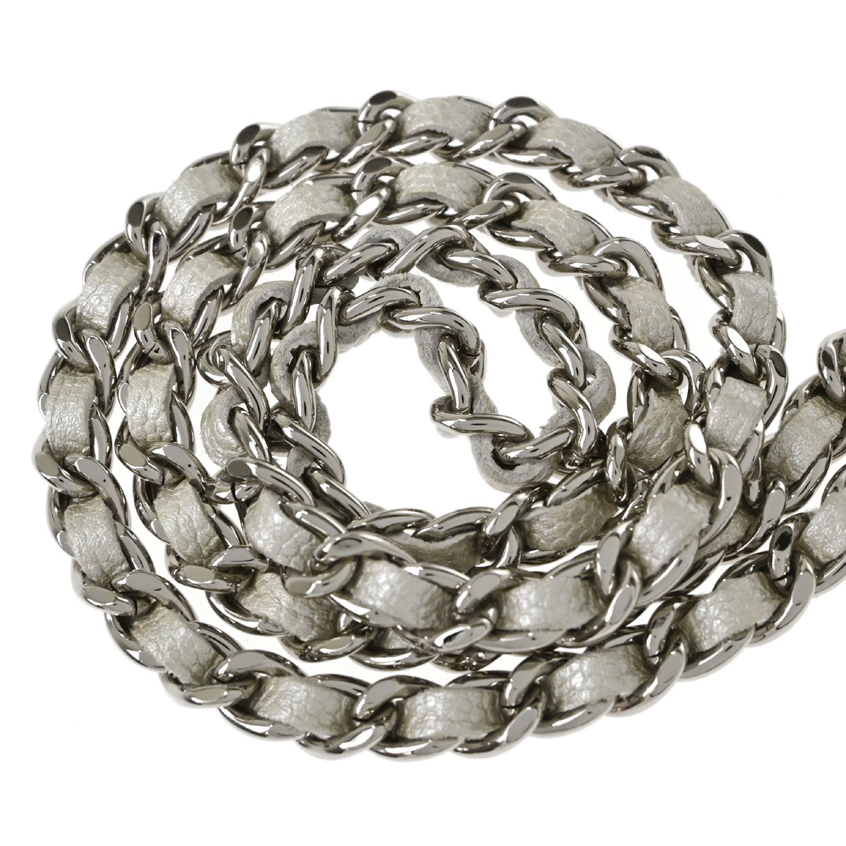 Chanel Metallic White Caviar Skin WOC Wallet on Chain Shoulder Bag