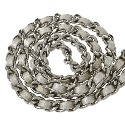 Chanel Metallic White Caviar Skin WOC Wallet on Chain Shoulder Bag