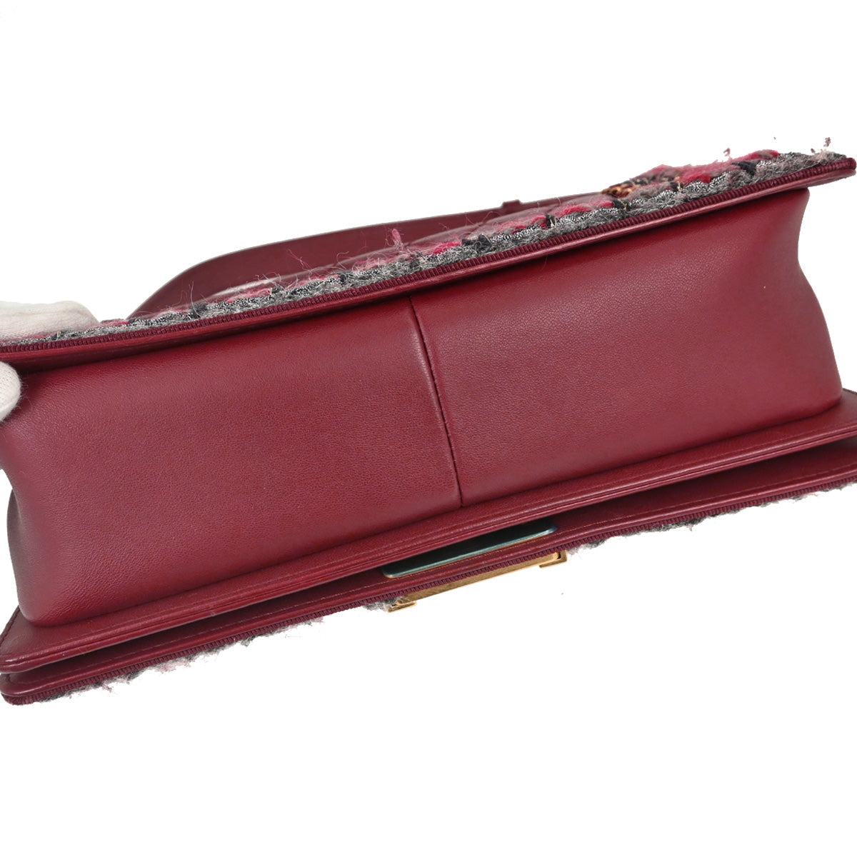 Boy Chanel 2016-2017 Red Lambskin Tweed Medium Shoulder Bag